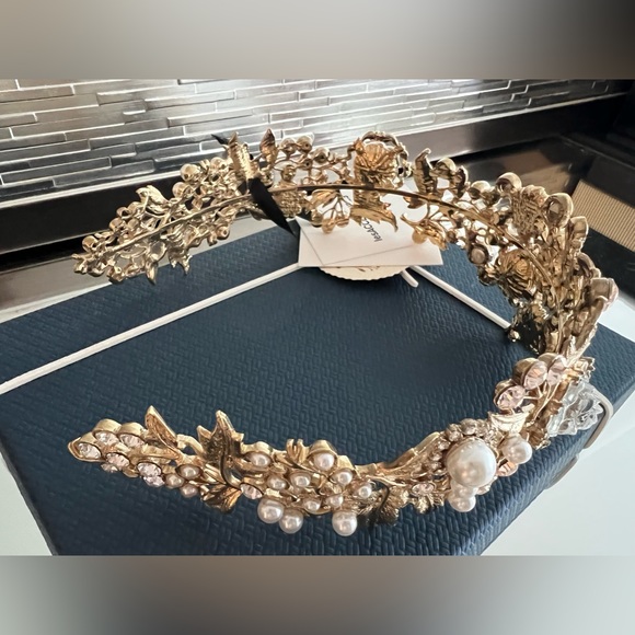 BRAND NWT PRONOVIAS GOLD BRIDAL HEADBAND - Picture 10 of 11